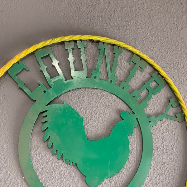 24" ROOSTER COUNTRY LIFE METAL WALL ART WESTERN HOME DECOR