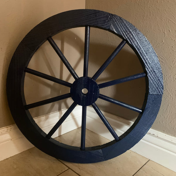 16",24",30" WAGON WHEEL BARN WOOD NAVY BLUE WESTERN HOME DECOR
