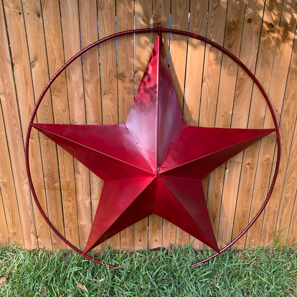 24",32",36" CRANBERRY RED STAR BARN METAL LONESTAR TWISTED ROPE RING WALL ART WESTERN HOME DECOR BRAND NEW