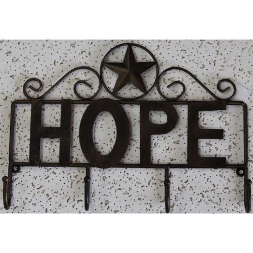 12"x9" HOPE MEY HOLDER HOOK WALL ART METAL WESTERN HOME DECOR NEW