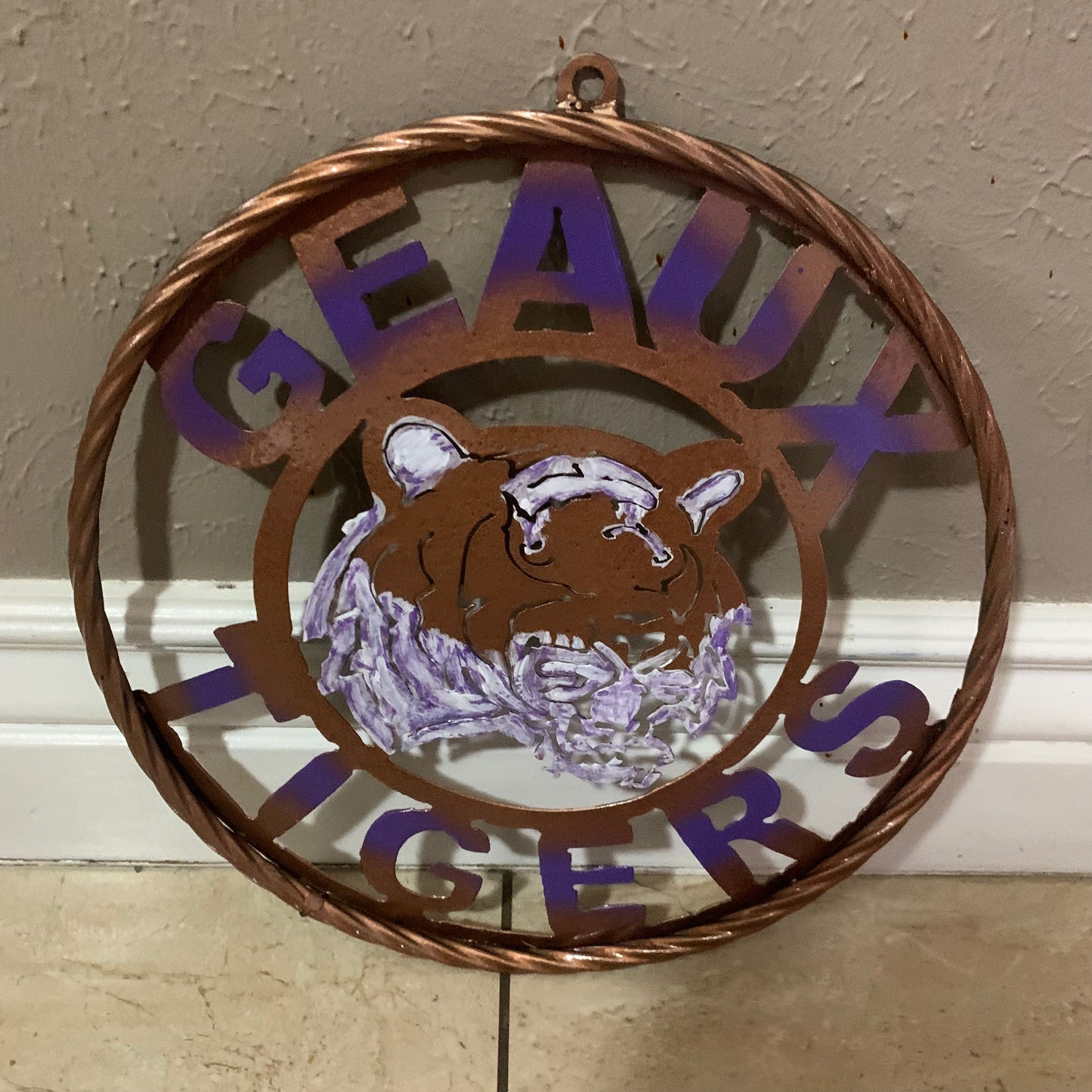 12",18",24",32" GEAUX TIGERS CUSTOM VINTAGE METAL CRAFT TEAM WALL ART HANDMADE