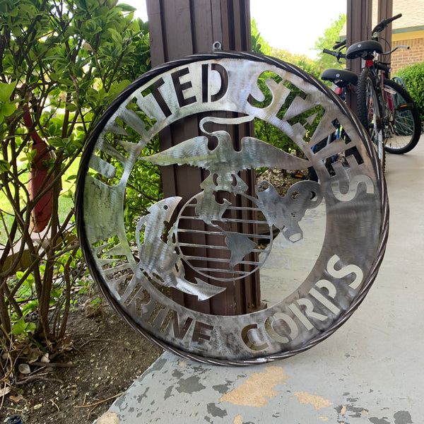24" US MARINE CORPS MILITARY LASERCUT RAW METAL WALL ART WESTERN HOME DECOR HANDMADE NO PAINT