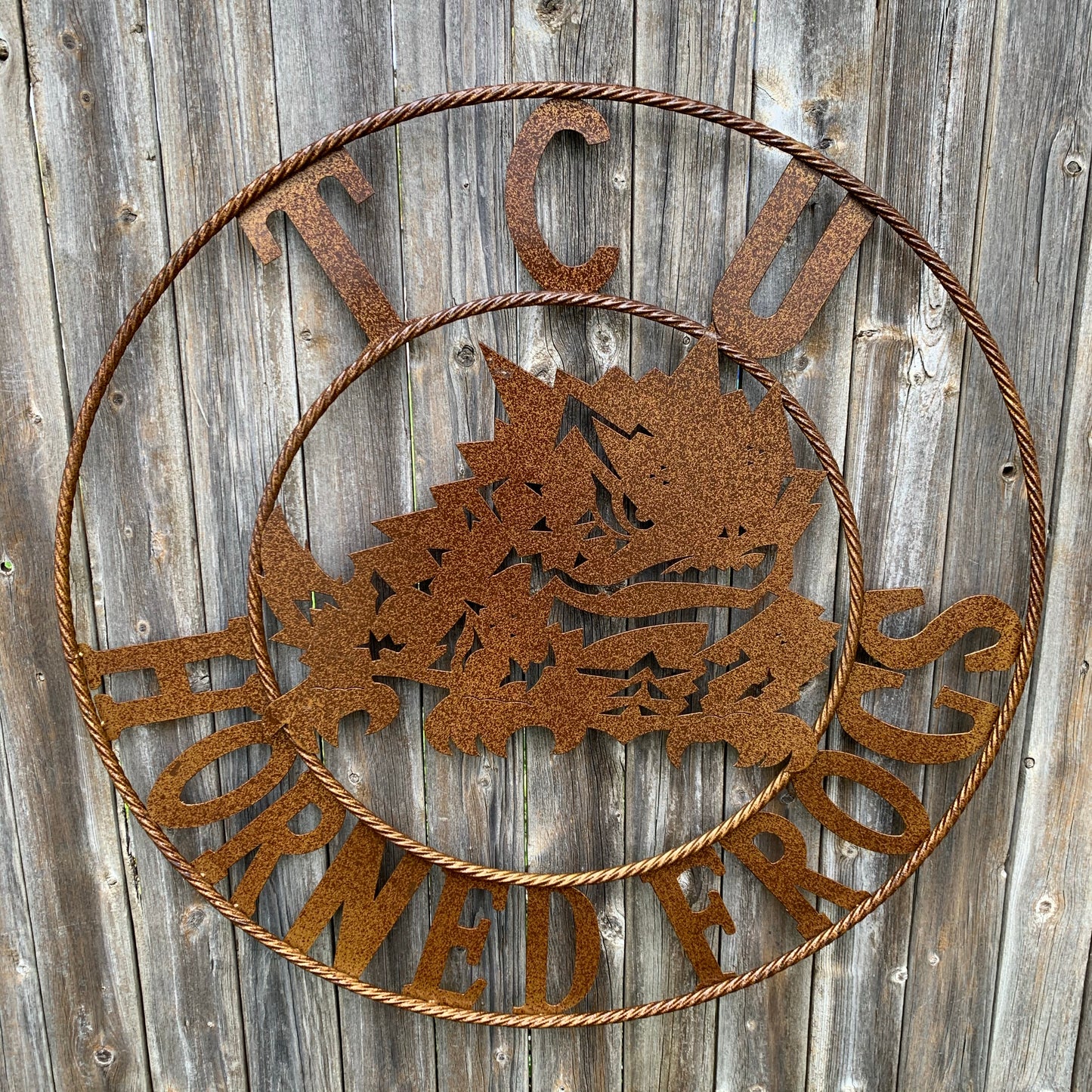 12", 18", 24", 32" TCU HORNED FROGS CUSTOM VINTAGE CRAFT METAL TEAM SIGN HANDMADE