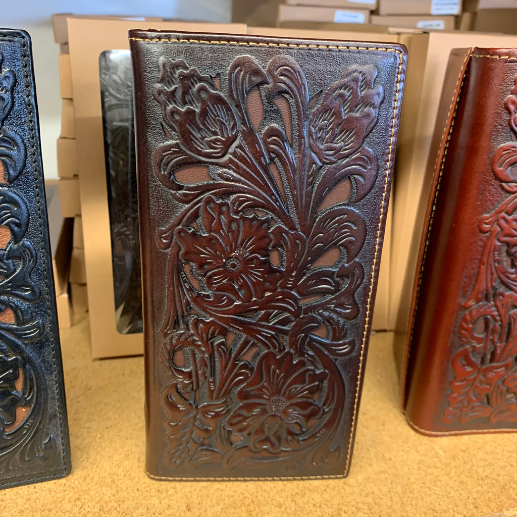 GENUINE LEATHER WESTERN CHECKBOOK MEN'S WALLET WESTERN FASHION
