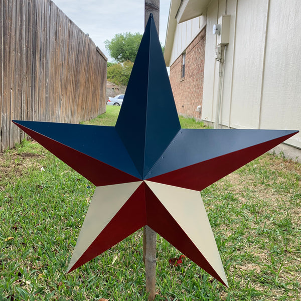 16",24",36" RED WHITE & BLUE METAL BARN STAR METAL WALL ART WESTERN HOME DECOR HANDMADE NEW ART #EH12939