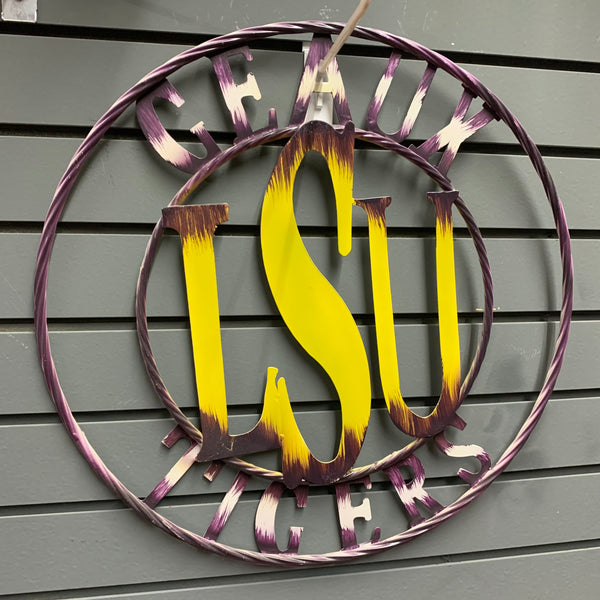 12",18",24",32" LSU GEAUX TIGERS METAL CUSTOM VINTAGE CRAFT TEAM ART