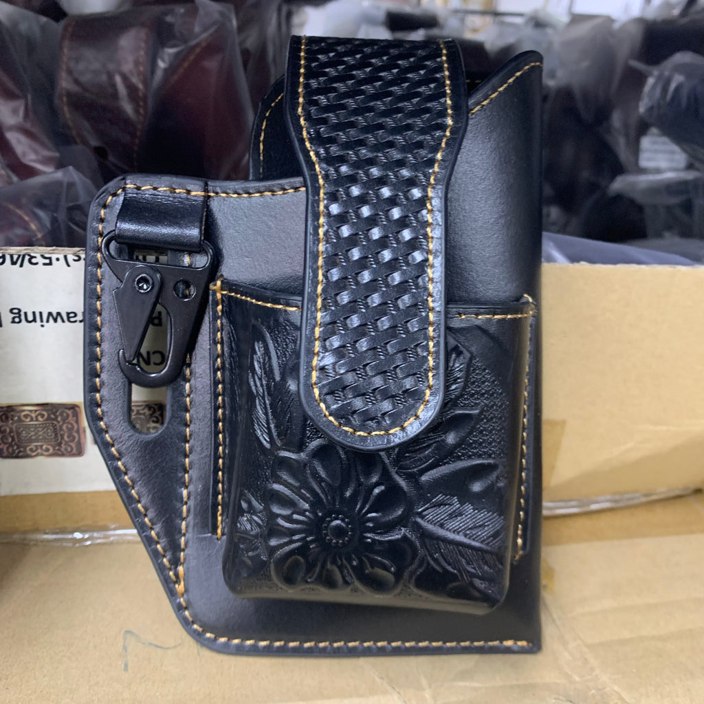 7" x 6" GENUINE LEATHER SHOOTING POUCH BELT LOOP HANDMADE NEW -- FREE SHIPPING