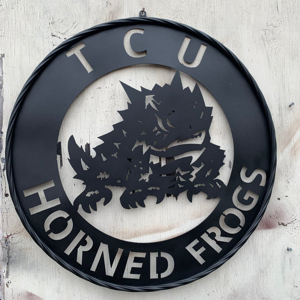 TCU HORNED FROGS CUSTOM BLACK METAL VINTAGE CRAFT SIGN HANDMADE