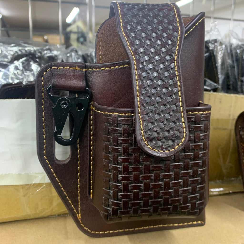 7" x 6" GENUINE LEATHER SHOOTING POUCH BELT LOOP HANDMADE NEW -- FREE SHIPPING