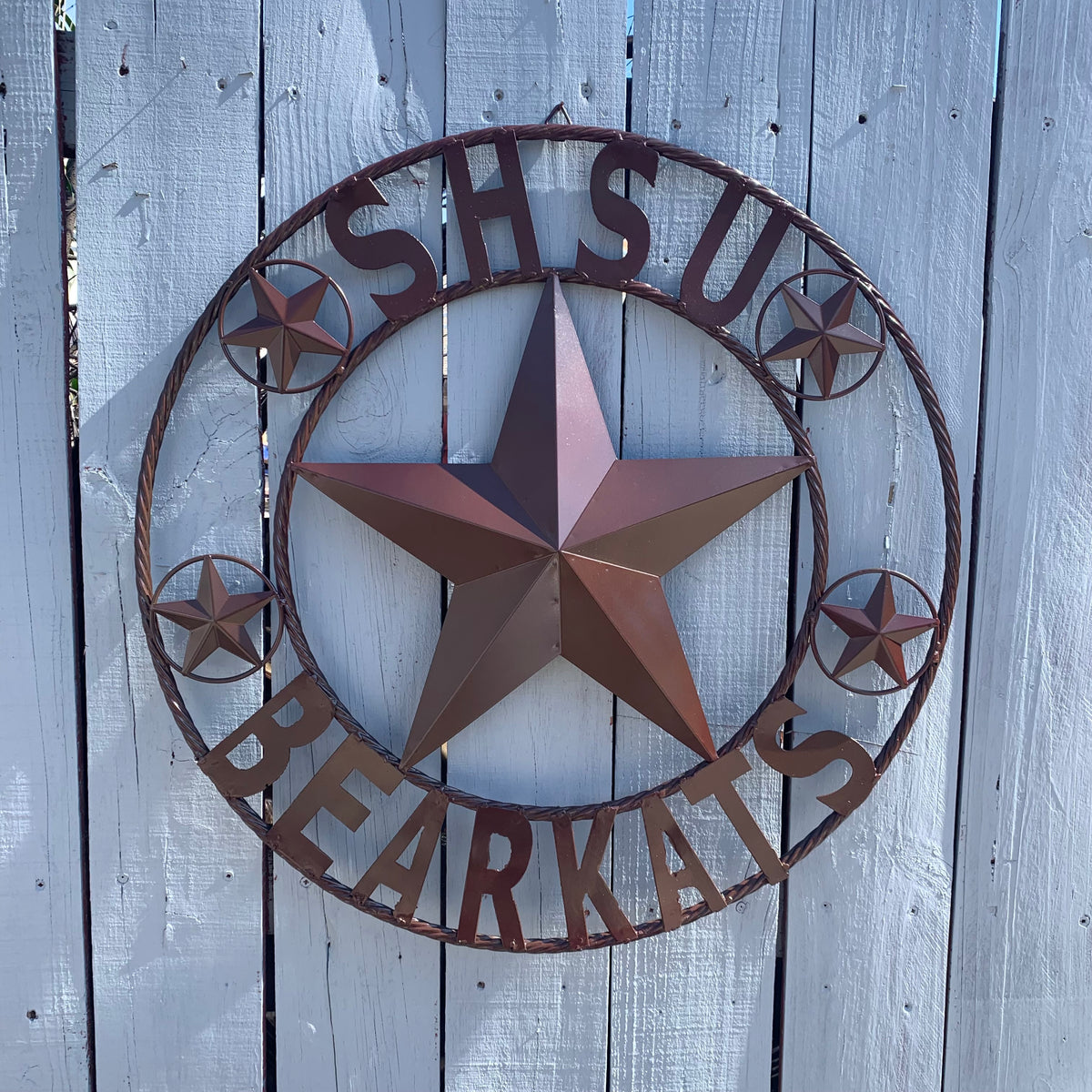 24",32" SHSU SAM HOUSTON BEARKATS RUSTIC DARK BROWN METAL CUSTOM VINTAGE CRAFT RUSTIC BROWN TEAM STAR HANDMADE