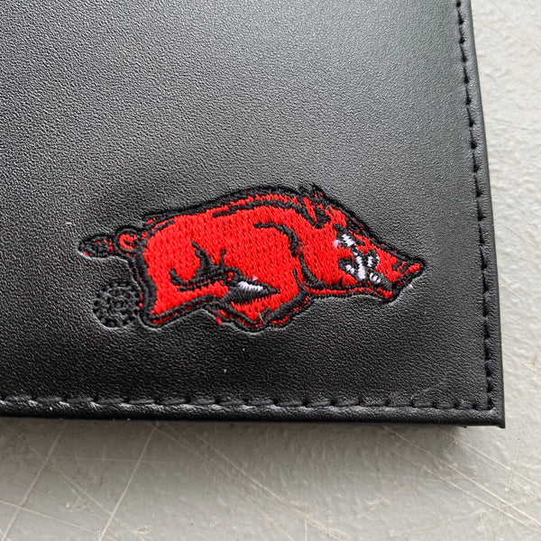5" ARKANSAS RAZORBACKS CUSTOM LEATHER WALLET BIFOLD STYLE NEW-- FREE SHIPPING