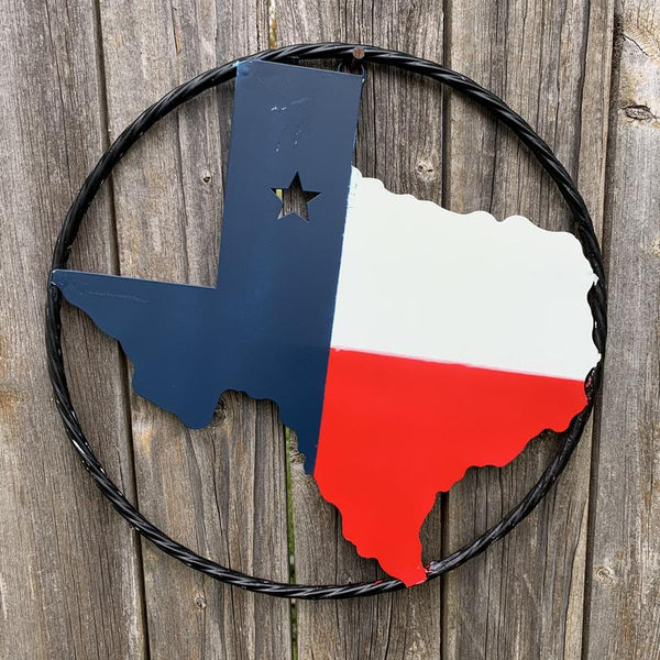 #BC8065 6",9",12"  TEXAS METAL STATE OF TEXAS MAP RED WHITE BLUE WALL ART WESTERN HOME DECOR NEW DECOR