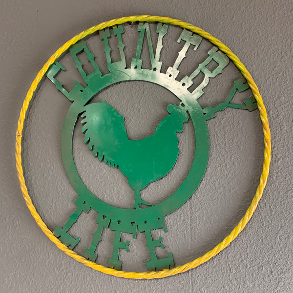 24" ROOSTER COUNTRY LIFE METAL WALL ART WESTERN HOME DECOR
