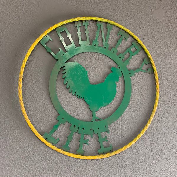 24" ROOSTER COUNTRY LIFE METAL WALL ART WESTERN HOME DECOR
