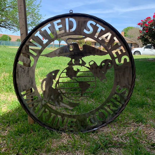 24" US MARINE CORPS MILITARY LASERCUT RAW METAL WALL ART WESTERN HOME DECOR HANDMADE NO PAINT