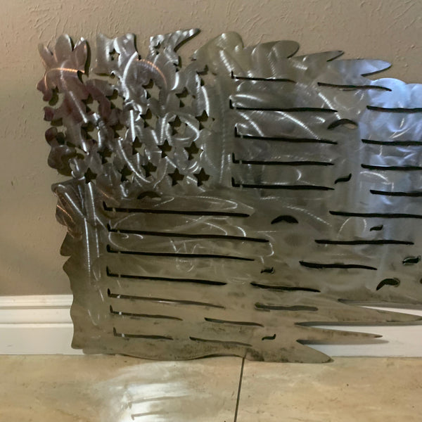 TATTERED USA AMERICAN FLAG RAW METAL LASERCUT HANDMADE WESTERN HOME DECOR BRAND NEW