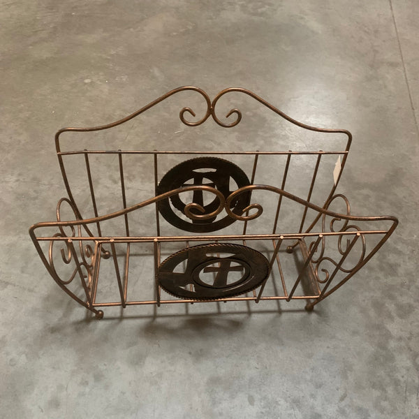 16" CROSS TEXAS MAP MAGAZINE HOLDER RACK WESTERN HOME DECOR METAL NEW ART #EH12037