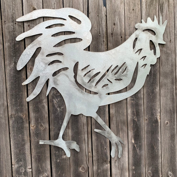 28"  X 28" CUSTOM ROOSTER LASERCUT ART WITH RING DESIGN WESTERN METAL ANIMAL ART HOME WALL DECOR BRAND NEW