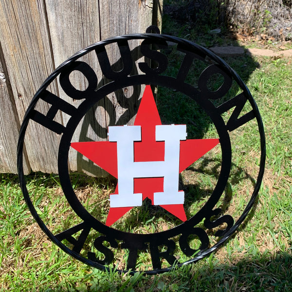 12",18",24",32",36" HOUSTON ASTROS ORANGE WHITE & BLACK CUSTOM METAL VINTAGE CRAFT WALL ART