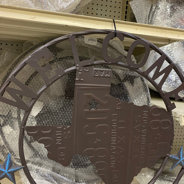 24" STATE OF TEXAS MAP LICENSE PLATE METAL WALL ART WESTERN HOME DECOR BRONZE