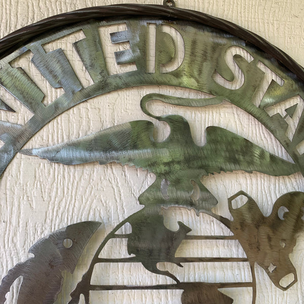 24" US MARINE CORPS MILITARY LASERCUT RAW METAL WALL ART WESTERN HOME DECOR HANDMADE NO PAINT