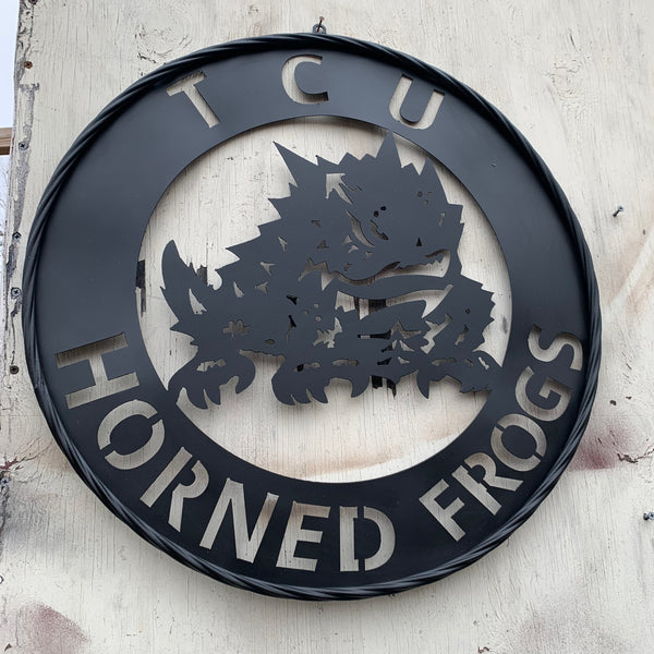 TCU HORNED FROGS CUSTOM BLACK METAL VINTAGE CRAFT SIGN HANDMADE