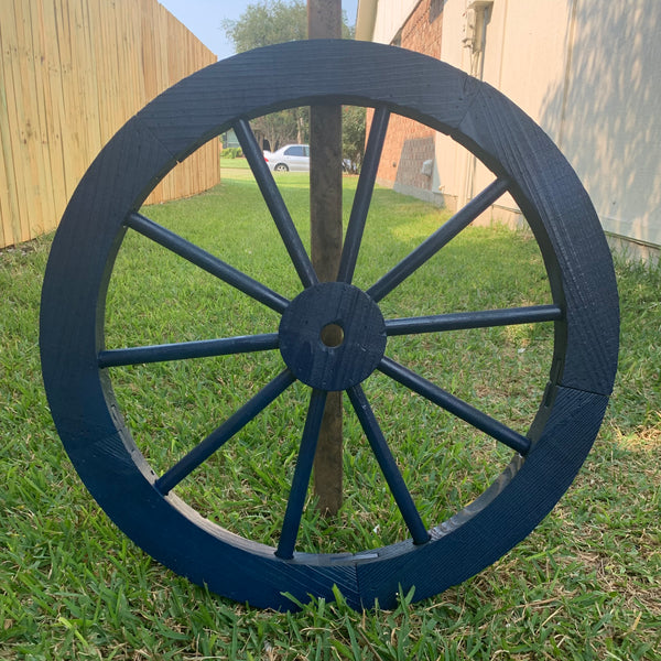 16",24",30" WAGON WHEEL BARN WOOD NAVY BLUE WESTERN HOME DECOR