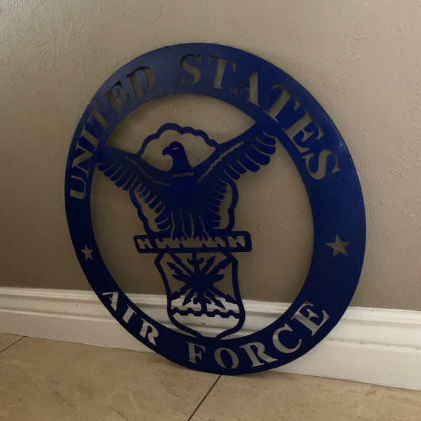 24" US AIR FORCE LASERCUT BLUE MILITARY METAL WALL ART AIRFORCE WESTERN HOME DECOR NEW