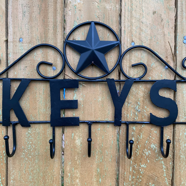 16"x10" LONESTAR KEYS HOLDER METAL HOOKS HANDMADE USA WALL ART METAL WESTERN HOME DECOR NEW BLACK