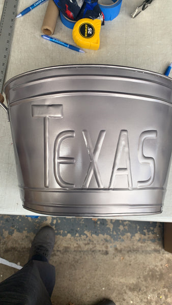 18" TEXAS BUCKET SILVER METAL OVAL TUB WESTERN HOME DECOR METAL ART--BRAND NEW