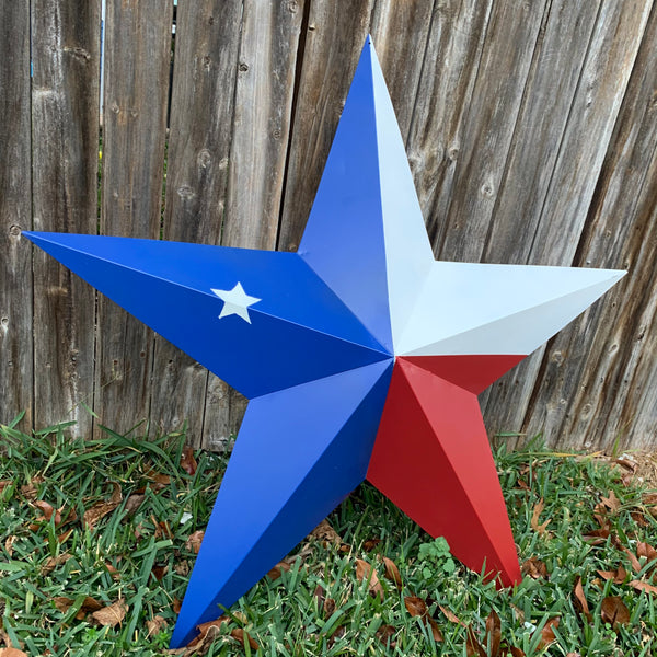 12",16",24",32",36" RED WHITE & BLUE METAL BARN STAR METAL WALL ART WESTERN HOME DECOR VINTAGE RUSTIC ART
