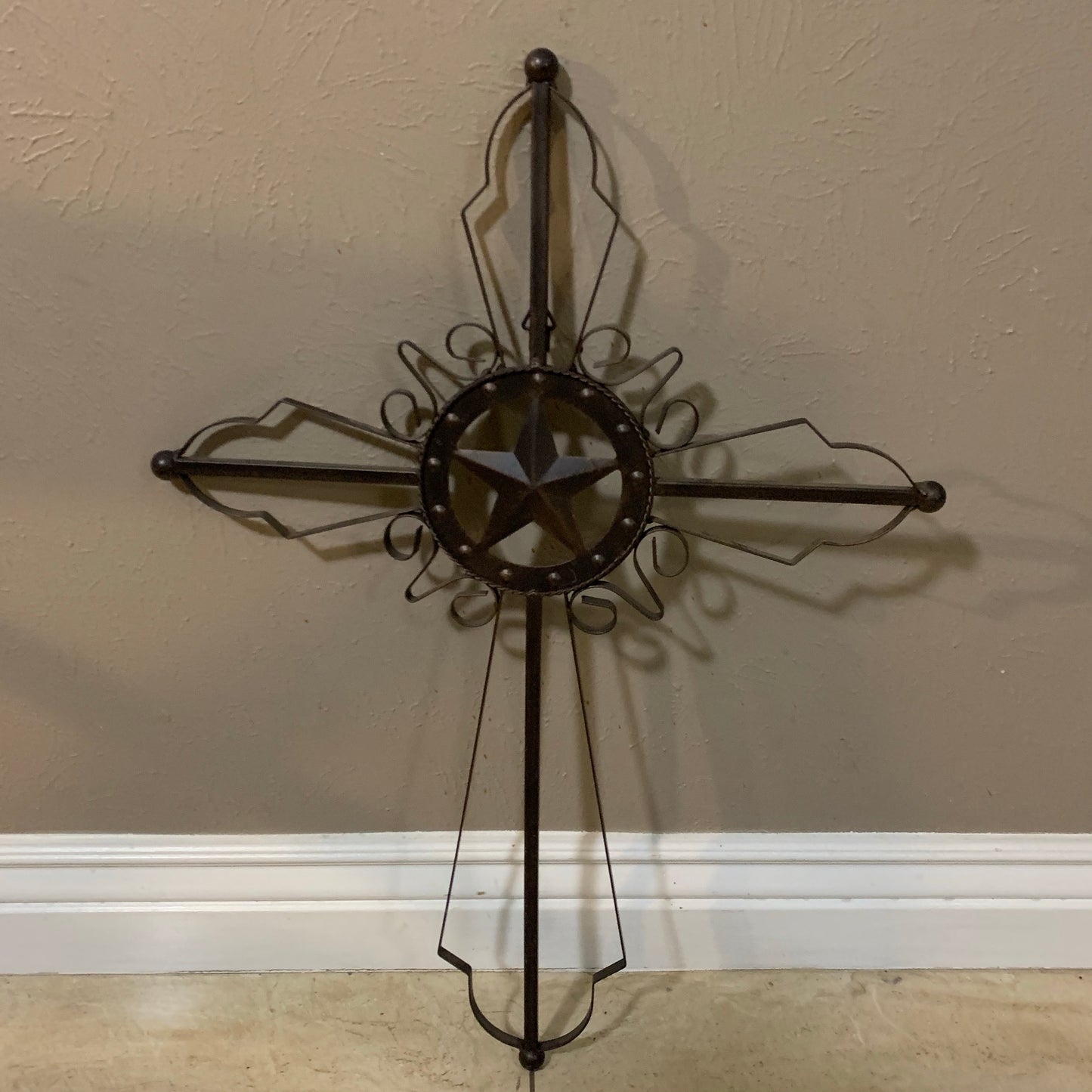 STAR METAL CROSS WALL ART DARK BRONZE COPPER