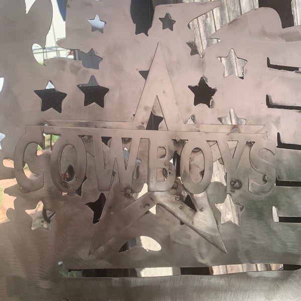 TATTERED DALLAS COWBOYS FLAG RAW METAL LASERCUT HANDMADE WESTERN HOME DECOR BRAND NEW