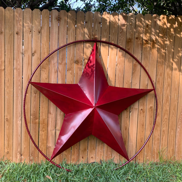 24",32",36" CRANBERRY RED STAR BARN METAL LONESTAR TWISTED ROPE RING WALL ART WESTERN HOME DECOR BRAND NEW