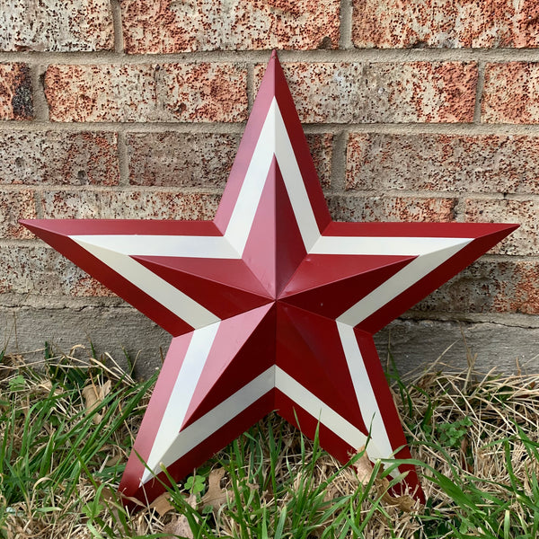 12",16",24",30",36" RED WHITE METAL BARN STAR METAL WALL ART HANDMADE