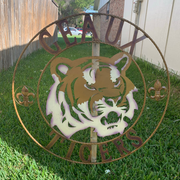 12",18", 24", 32", 36" GEAUX TIGERS CUSTOM METAL VINTAGE CRAFT SIGN TEAM HANDMADE