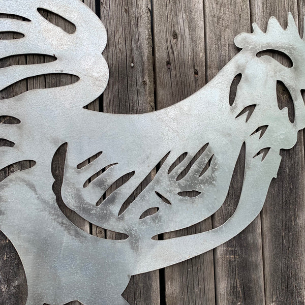 28"  X 28" CUSTOM ROOSTER LASERCUT ART WITH RING DESIGN WESTERN METAL ANIMAL ART HOME WALL DECOR BRAND NEW