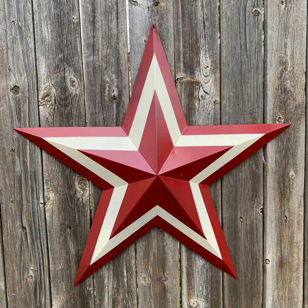 12",16",24",30",36" RED WHITE METAL BARN STAR METAL WALL ART HANDMADE