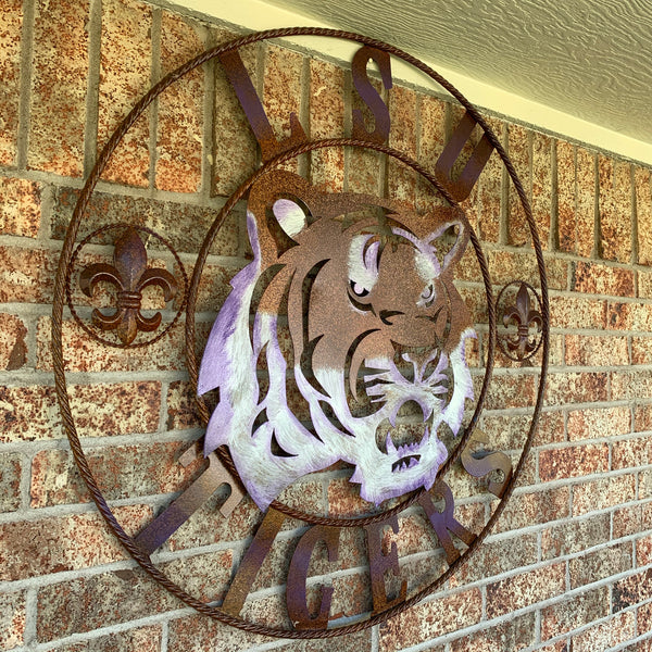 12,18",24",32" LSU TIGERS PURPLE WHITE CUSTOM METAL TEAM VINTAGE CRAFT HANDMADE