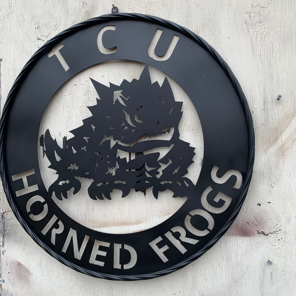 TCU HORNED FROGS CUSTOM BLACK METAL VINTAGE CRAFT SIGN HANDMADE