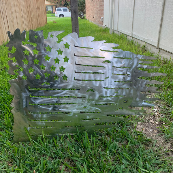 TATTERED USA AMERICAN FLAG RAW METAL LASERCUT HANDMADE WESTERN HOME DECOR BRAND NEW