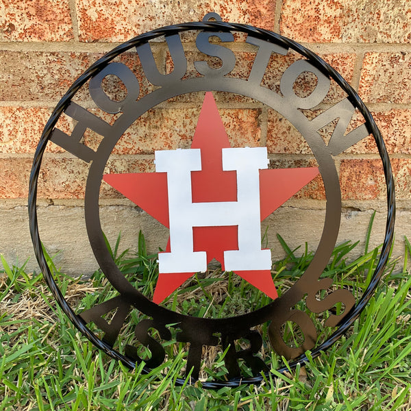 12",18",24",32",36" HOUSTON ASTROS ORANGE WHITE & BLACK CUSTOM METAL VINTAGE CRAFT WALL ART