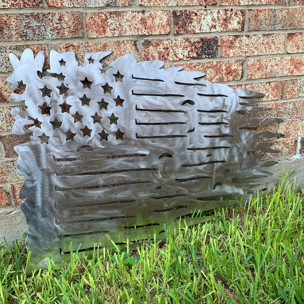 TATTERED USA AMERICAN FLAG RAW METAL LASERCUT HANDMADE WESTERN HOME DECOR BRAND NEW
