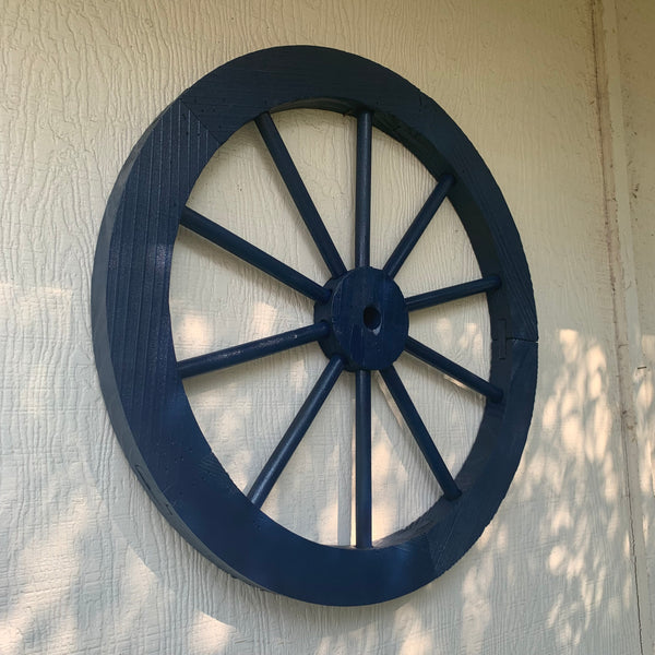 16",24",30" WAGON WHEEL BARN WOOD NAVY BLUE WESTERN HOME DECOR