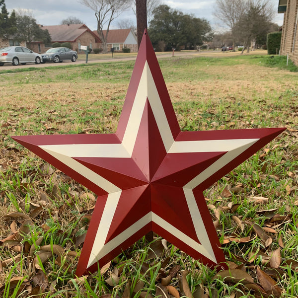 12",16",24",30",36" RED WHITE METAL BARN STAR METAL WALL ART HANDMADE