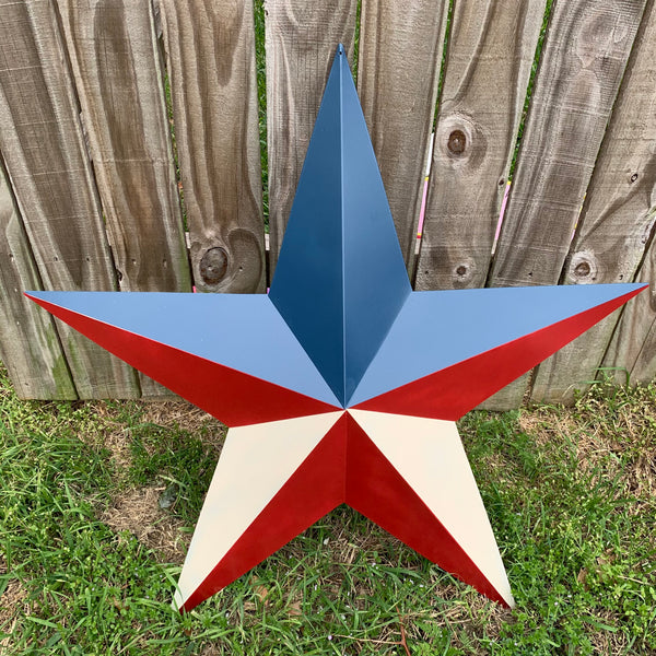 16",24",36" RED WHITE & BLUE METAL BARN STAR METAL WALL ART WESTERN HOME DECOR HANDMADE NEW ART #EH12939