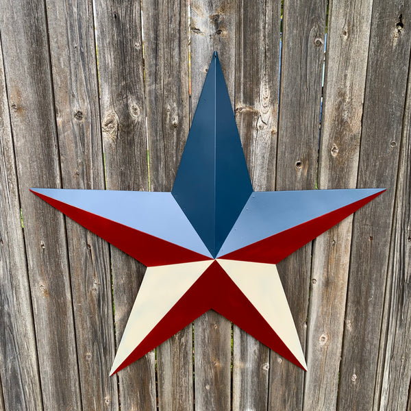 16",24",36" RED WHITE & BLUE METAL BARN STAR METAL WALL ART WESTERN HOME DECOR HANDMADE NEW ART #EH12939