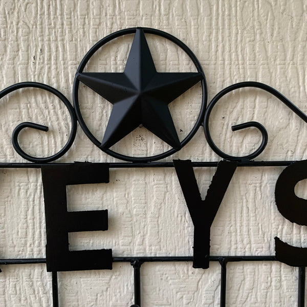16"x10" LONESTAR KEYS HOLDER METAL HOOKS HANDMADE USA WALL ART METAL WESTERN HOME DECOR NEW BLACK