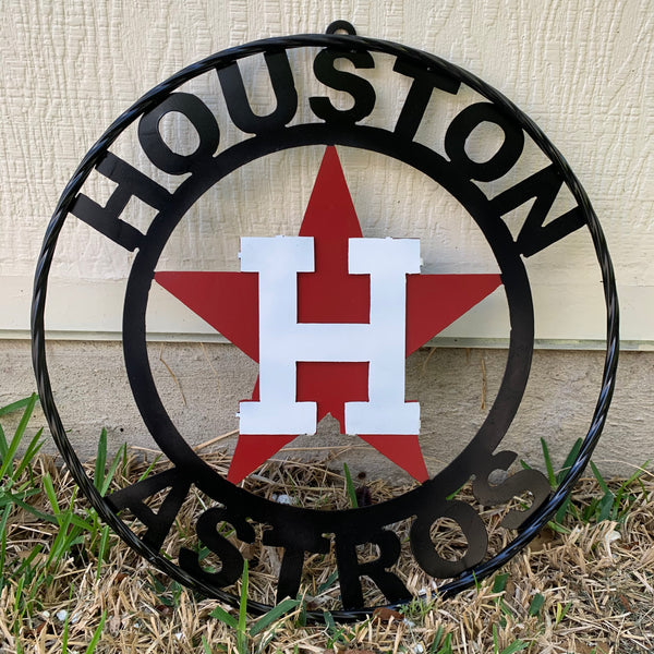 12",18",24",32",36" HOUSTON ASTROS ORANGE WHITE & BLACK CUSTOM METAL VINTAGE CRAFT WALL ART