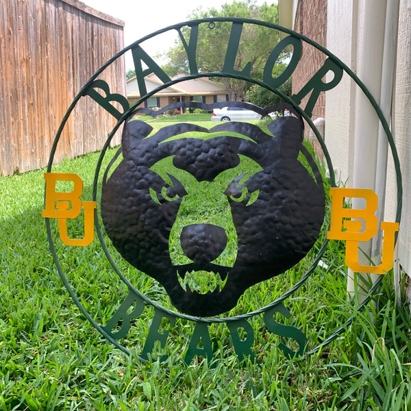 12",18",24",32" BAYLOR BEARS CUSTOM METAL VINTAGE CRAFT SIGN WESTERN HOME DECOR HANDMADE